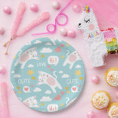 Kat Patroon Papieren Bordje (Feest)