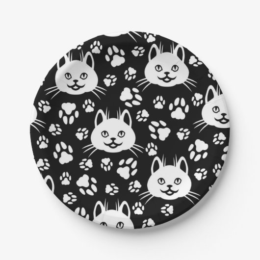 Kat patroon papieren bordje (Voorkant)