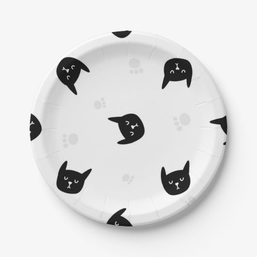 Kat patroon papieren bordje (Voorkant)