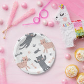 Kat patroon papieren bordje (Feest)