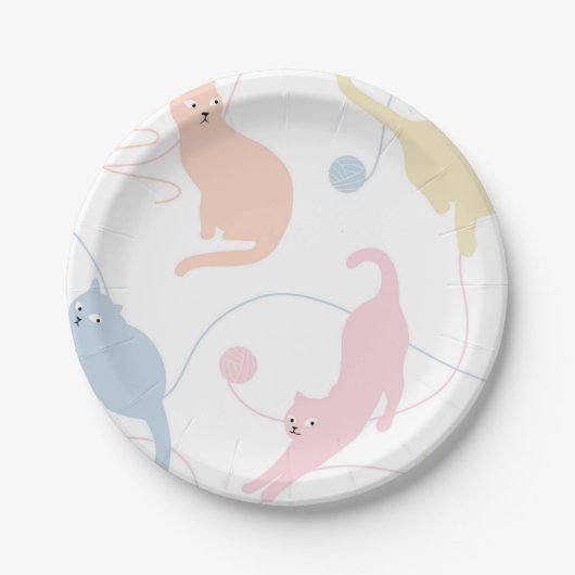 Kat patroon papieren bordje (Voorkant)