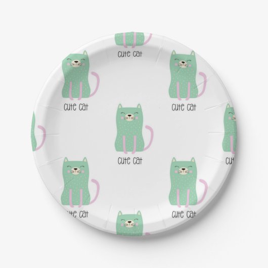 Kat patroon papieren bordje (Voorkant)