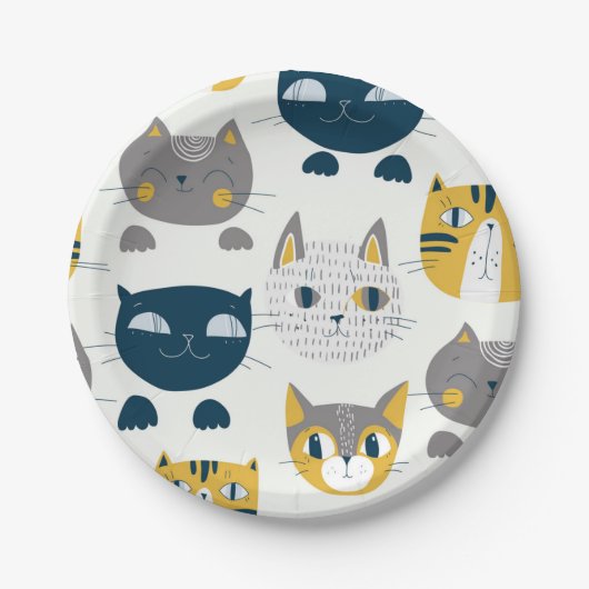 Kat patroon papieren bordje (Voorkant)