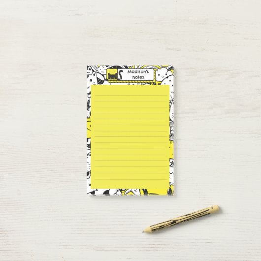 Kat Patroon Post-it® Notes (Op bureau)