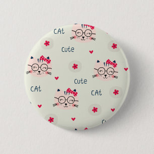 Kat patroon ronde button 5,7 cm