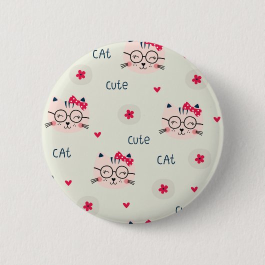 Kat patroon ronde button 5,7 cm (Voorkant)