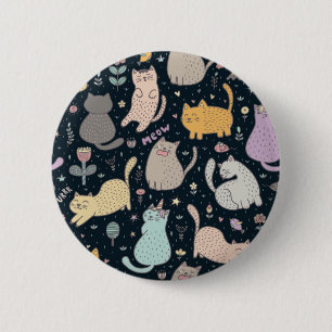 Kat patroon ronde button 5,7 cm