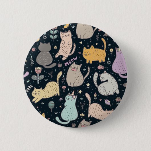 Kat patroon ronde button 5,7 cm (Voorkant)