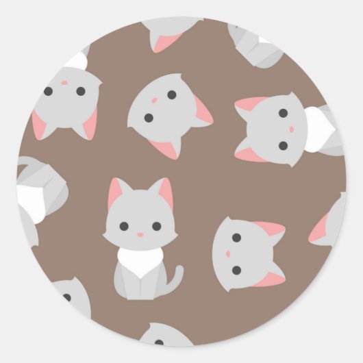 Kat patroon ronde sticker (Voorkant)