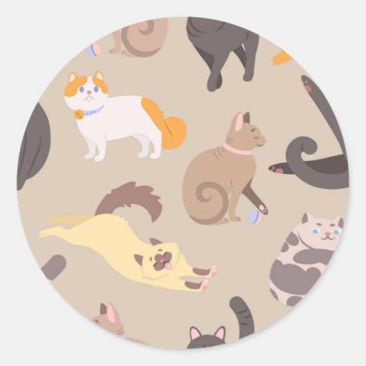 Kat patroon ronde sticker (Voorkant)
