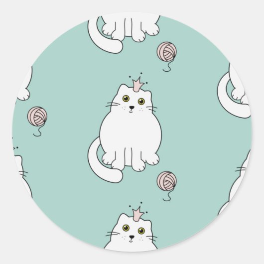 Kat patroon ronde sticker (Voorkant)