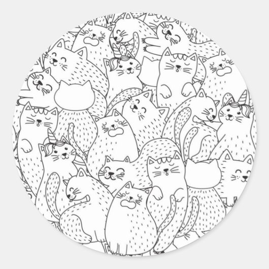 Kat patroon ronde sticker (Voorkant)