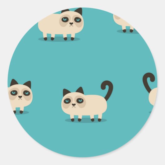 Kat patroon ronde sticker (Voorkant)