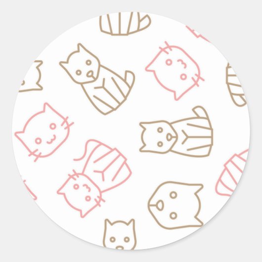 Kat patroon ronde sticker (Voorkant)