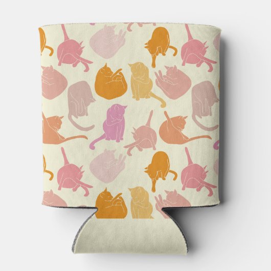 Kat Patroon Roze Oranje Modern Blikjeskoeler (Achterkant)