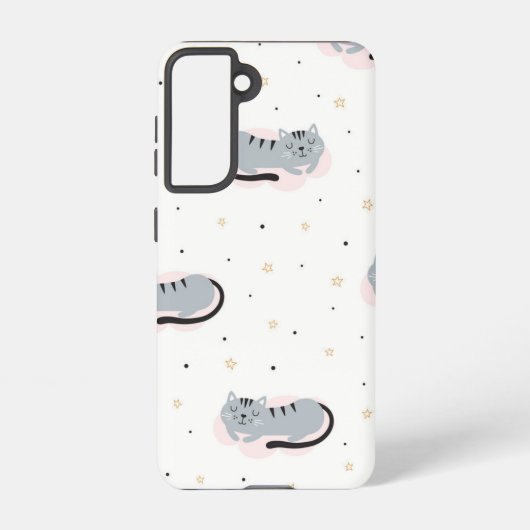 Kat patroon samsung galaxy hoesje (Achterkant)