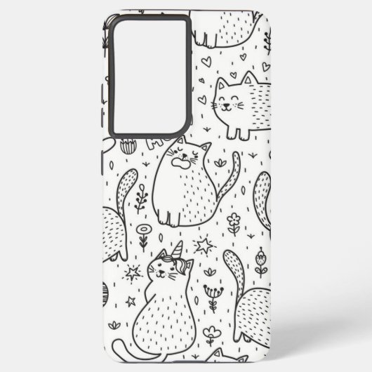 Kat patroon samsung galaxy hoesje (Achterkant)