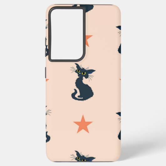 Kat patroon samsung galaxy hoesje (Achterkant)