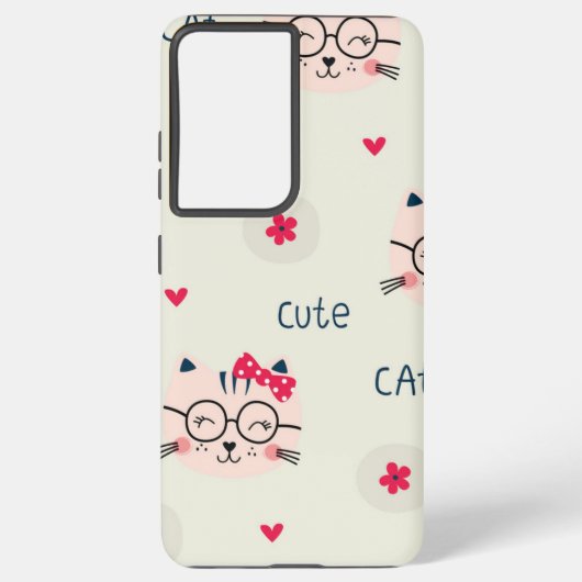 Kat patroon samsung galaxy hoesje (Achterkant)