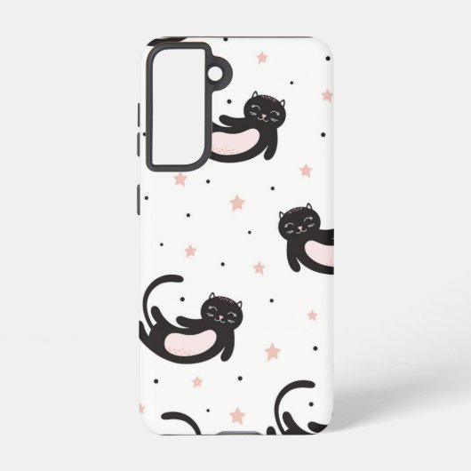 Kat patroon samsung galaxy hoesje (Achterkant)