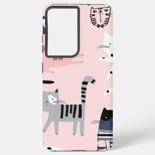 Kat patroon samsung galaxy hoesje (Achterkant)