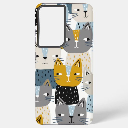 Kat patroon samsung galaxy hoesje (Achterkant)