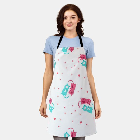 Kat patroon schort (Gedragen)