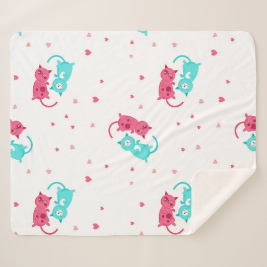 Kat patroon sherpa deken (Voorkant (horizontaal))