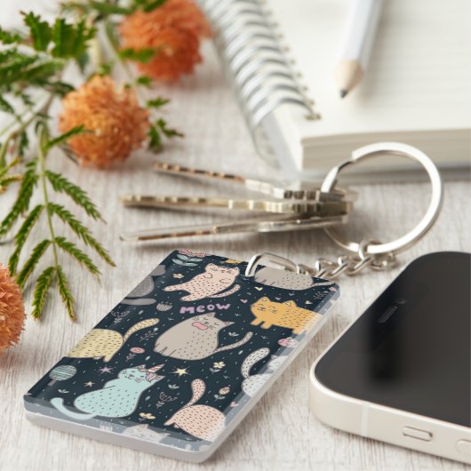 Kat patroon sleutelhanger (Voorkant Rechts)