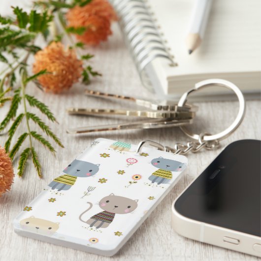 Kat patroon sleutelhanger (Voorkant Rechts)