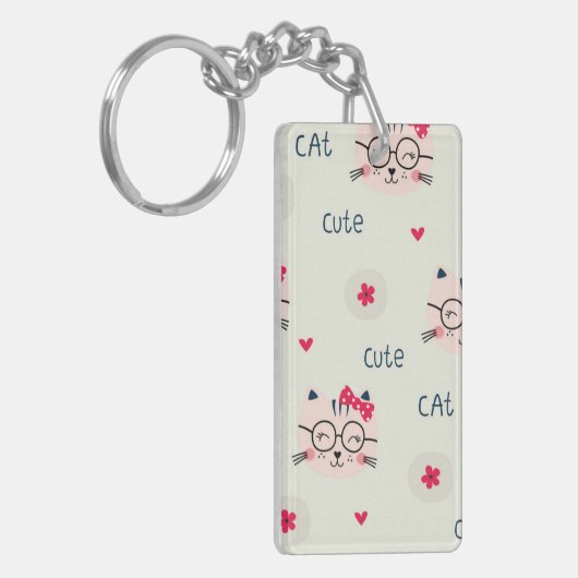 Kat patroon sleutelhanger (Voorkant Links)