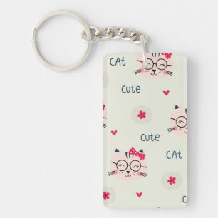 Kat patroon sleutelhanger