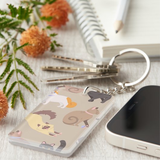 Kat patroon sleutelhanger (Voorkant Rechts)
