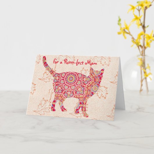  Kat Patroon Spint Moederdag Kaart (Gele Bloem)