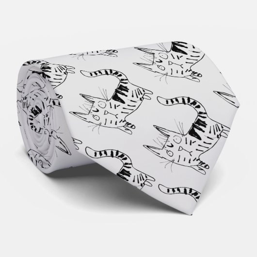 Kat Patroon stropdas (Opgerold)