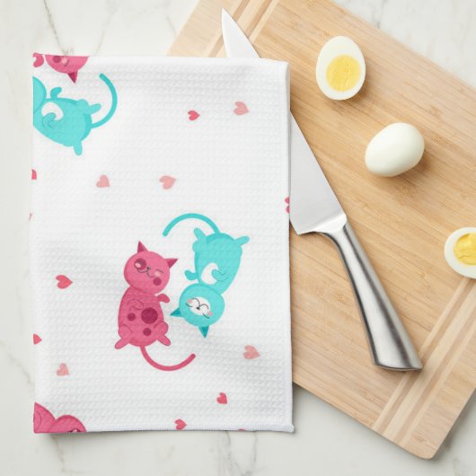 Kat patroon theedoek (Quarter Fold)