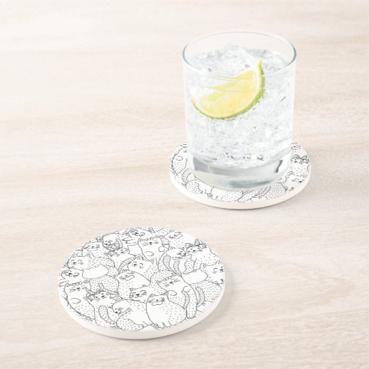 Kat patroon zandsteen onderzetter (Zijkant)