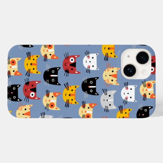 Kat Patroonblauw Case-Mate iPhone Case (Achterkant (horizontaal))