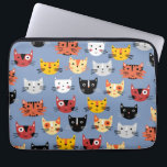 Kat Patroonblauw Laptop Sleeve<br><div class="desc">Veel mooie kleine katten,  voor dierenvrienden. Originele kunst van Nic Squirrell.</div>