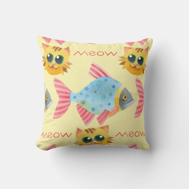 Kat Pattern Cute Colorful Pets Animals Kussen (Voorkant)
