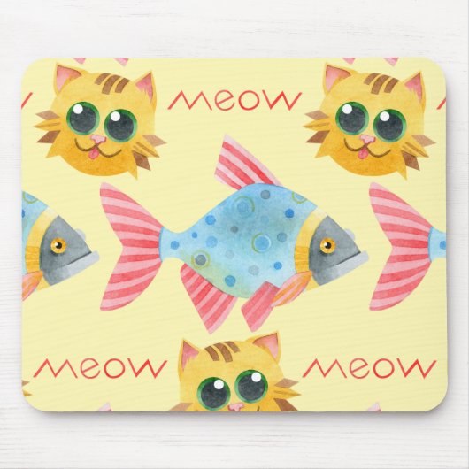 Kat Pattern Cute Colorful Pets Animals Muismat (Voorkant)
