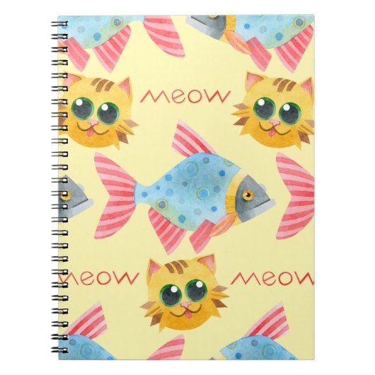 Kat Pattern Cute Colorful Pets Animals Notitieboek (Voorkant)