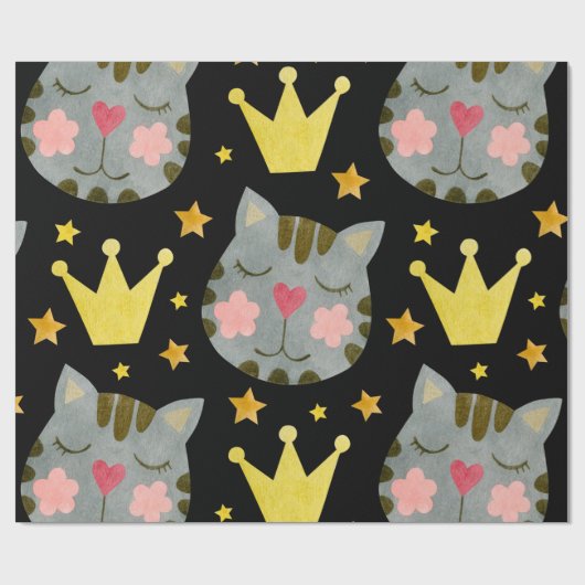 Kat Pattern Cute Pets Animals Cadeaupapier (Vlak)