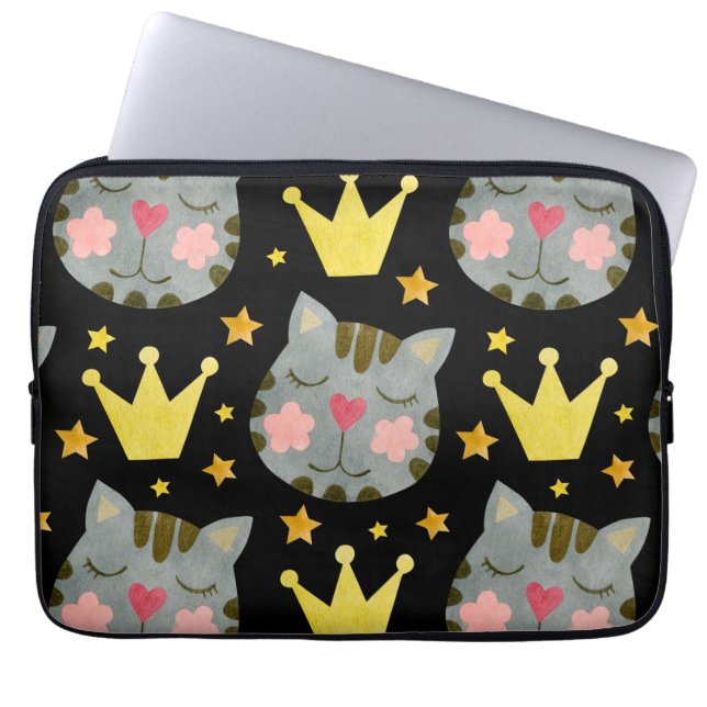 Kat Pattern Cute Pets Animals Laptop Sleeve (Voorkant)