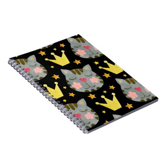 Kat Pattern Cute Pets Animals Notitieboek (Rechterzijde)