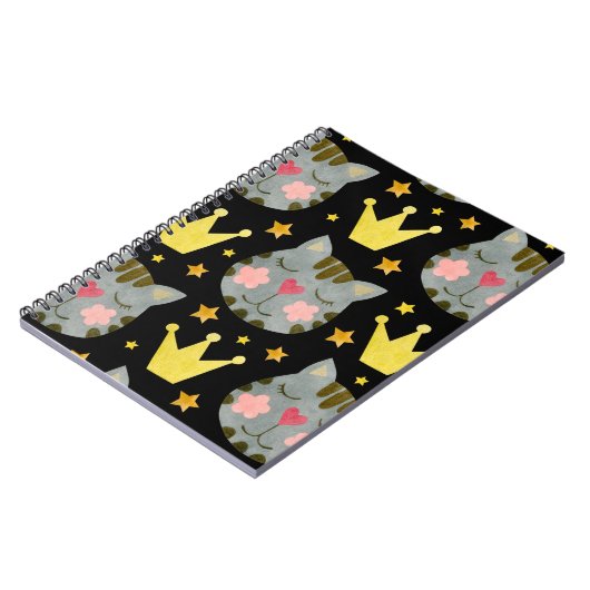 Kat Pattern Cute Pets Animals Notitieboek (Linkerzijde)