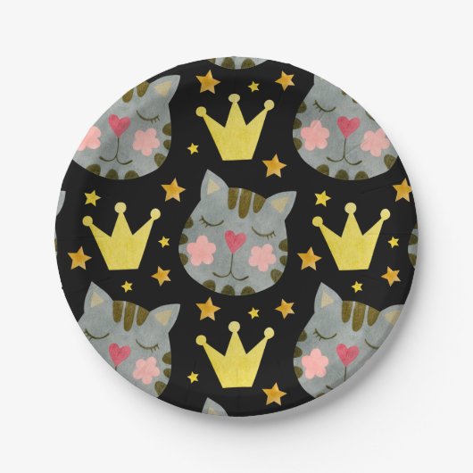 Kat Pattern Cute Pets Animals Papieren Bordje (Voorkant)