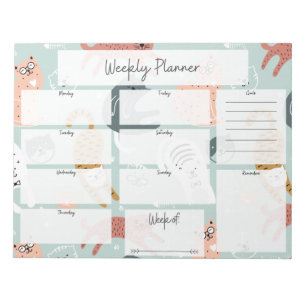 Kat Pattern Weekly Planner Notitieblok