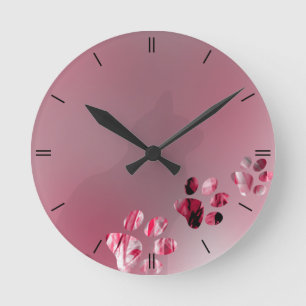 Kat Pauw Schone roze Ronde Klok