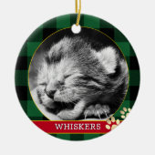 Kat Paw-afdrukken, buffelplaat, baby Kittenfoto Keramisch Ornament (Voorkant)